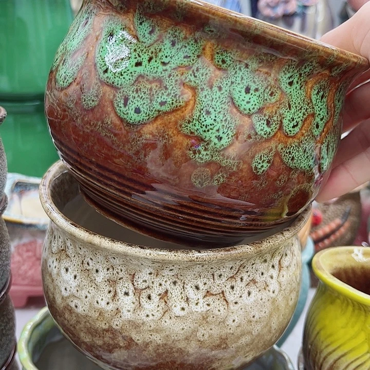 多肉绿植陶瓷花盆9.9包邮，有孔