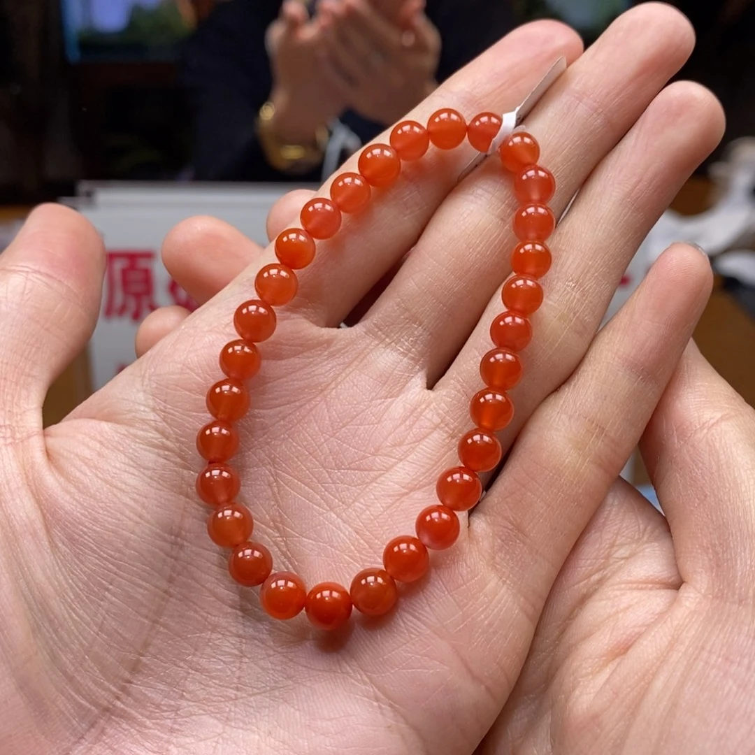 南红玛瑙串未镶嵌6mm冰红单圈