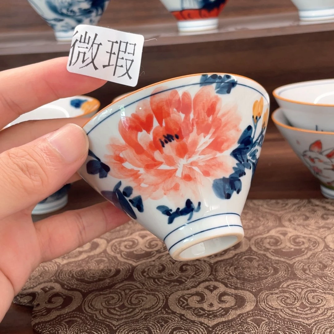 釉下手绘茶具微瑕