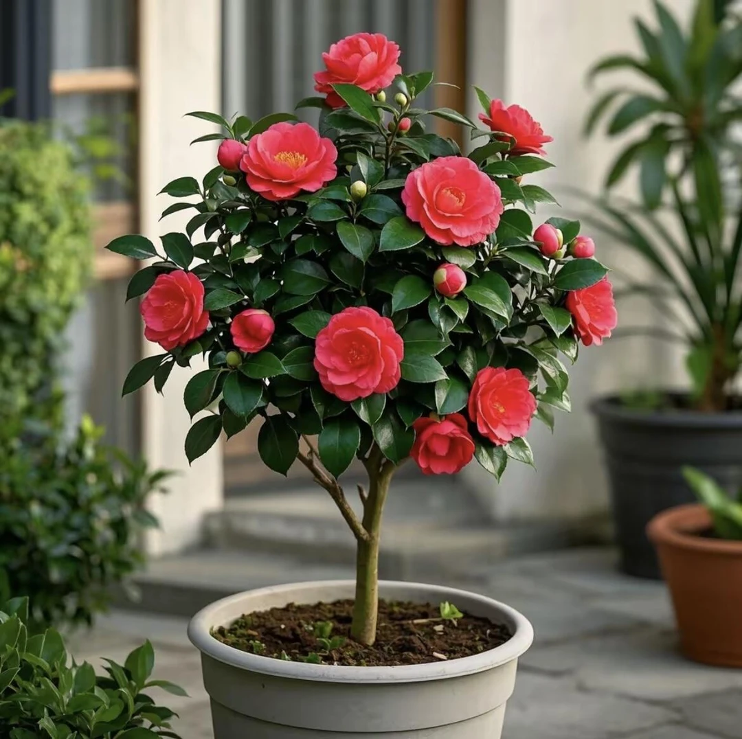 中国红【四季财神茶梅】盆栽树苗桌面绿植庭院四季植物绿化风景树