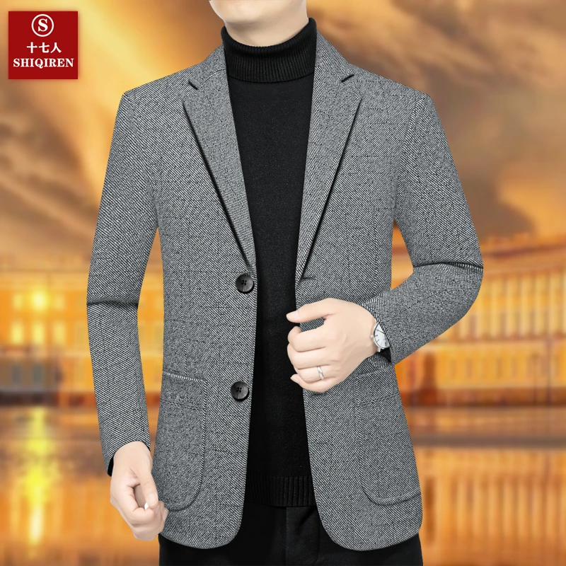 【中国制造】男士西服上衣外套百搭西装单件中年爸爸装休闲高档新品