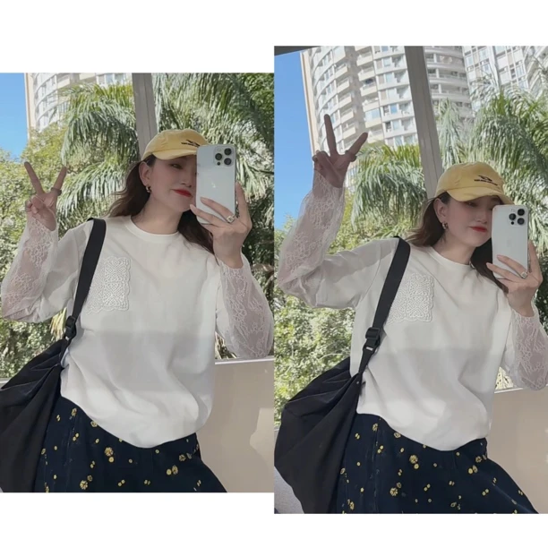 佟掌柜-白月光 圆领百搭显瘦夏季假两件防晒T恤