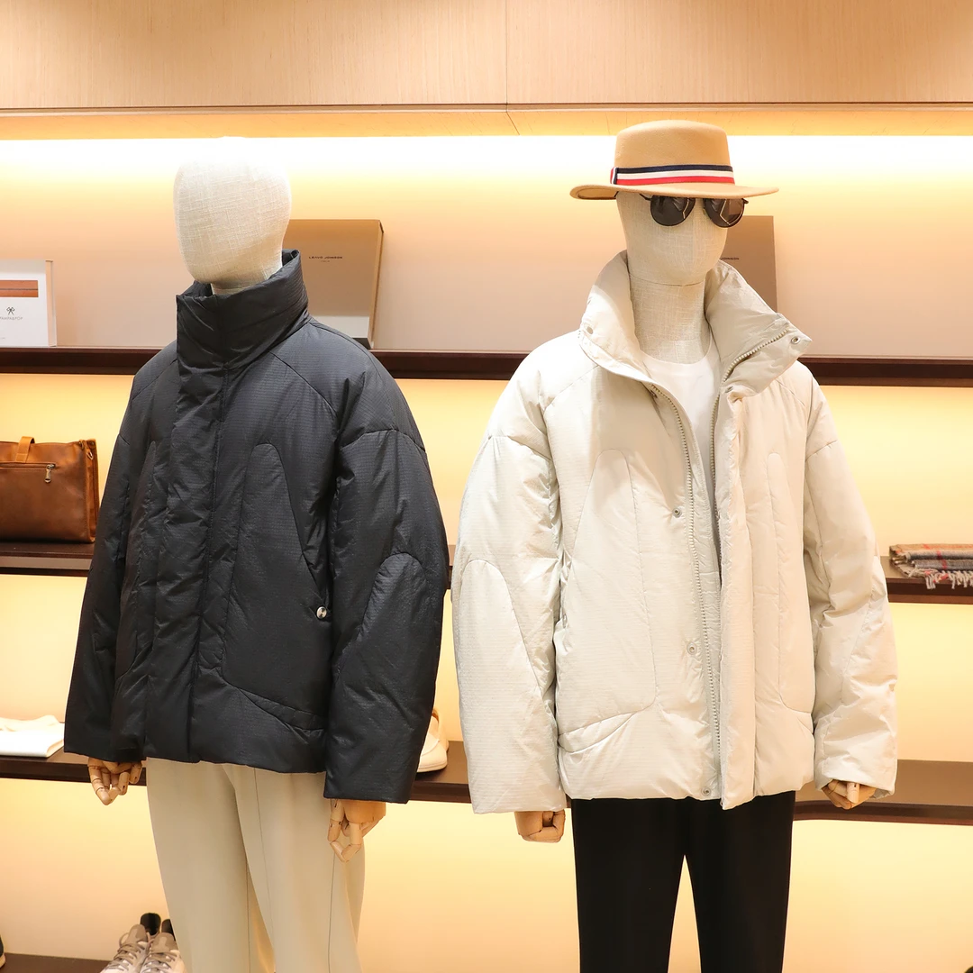 2025冬季新款男士城市户外保暖90白鸭绒羽绒服立领面包服外套1666