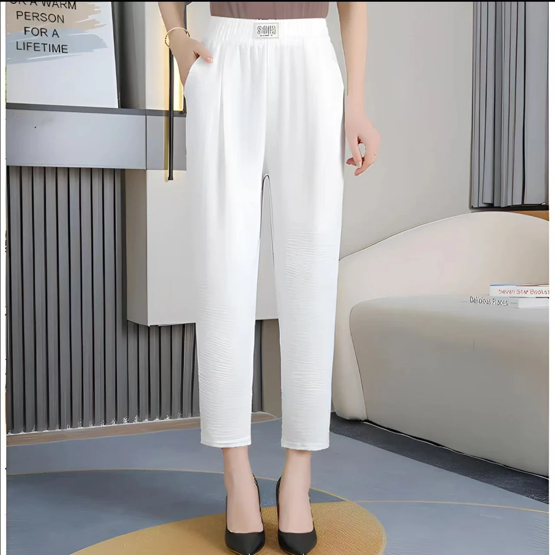 2025夏季休闲裤女士妈妈裤宽松中年女裤中老年洋气九分裤薄款裤子