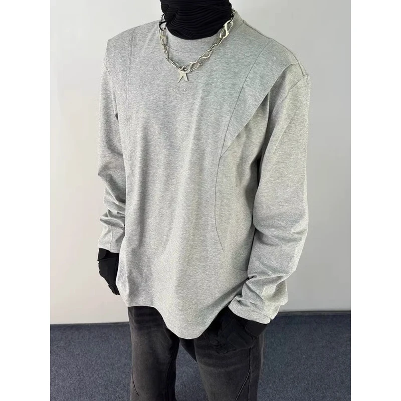cleanfit立体剪裁廓形长袖t恤上衣男款春秋季美式高街vibe打底衫