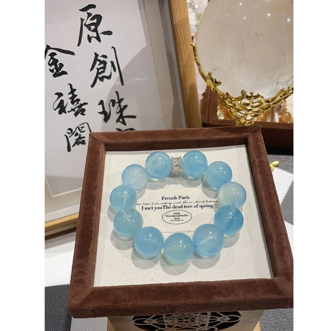 【轻雾】天然海蓝宝水晶手链