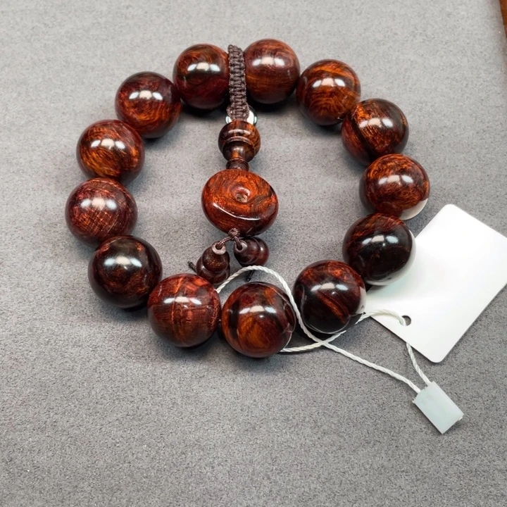 热***生黄花梨/降香黄檀手串/手链海南黄花梨留疤花水波纹