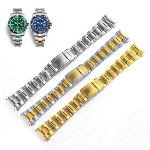 不锈钢表带男代用劳力力士黑鬼绿水鬼GMT弧口手表链17 20mm