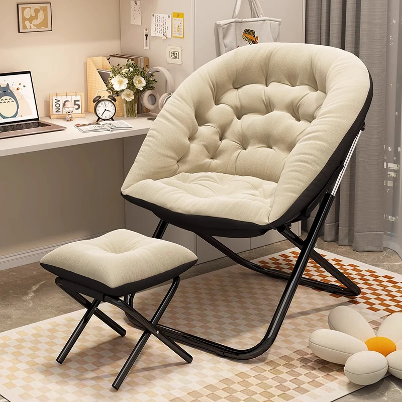 躺椅午休折叠月亮椅懒人沙发学生宿舍靠背椅子家用阳台可躺电脑椅