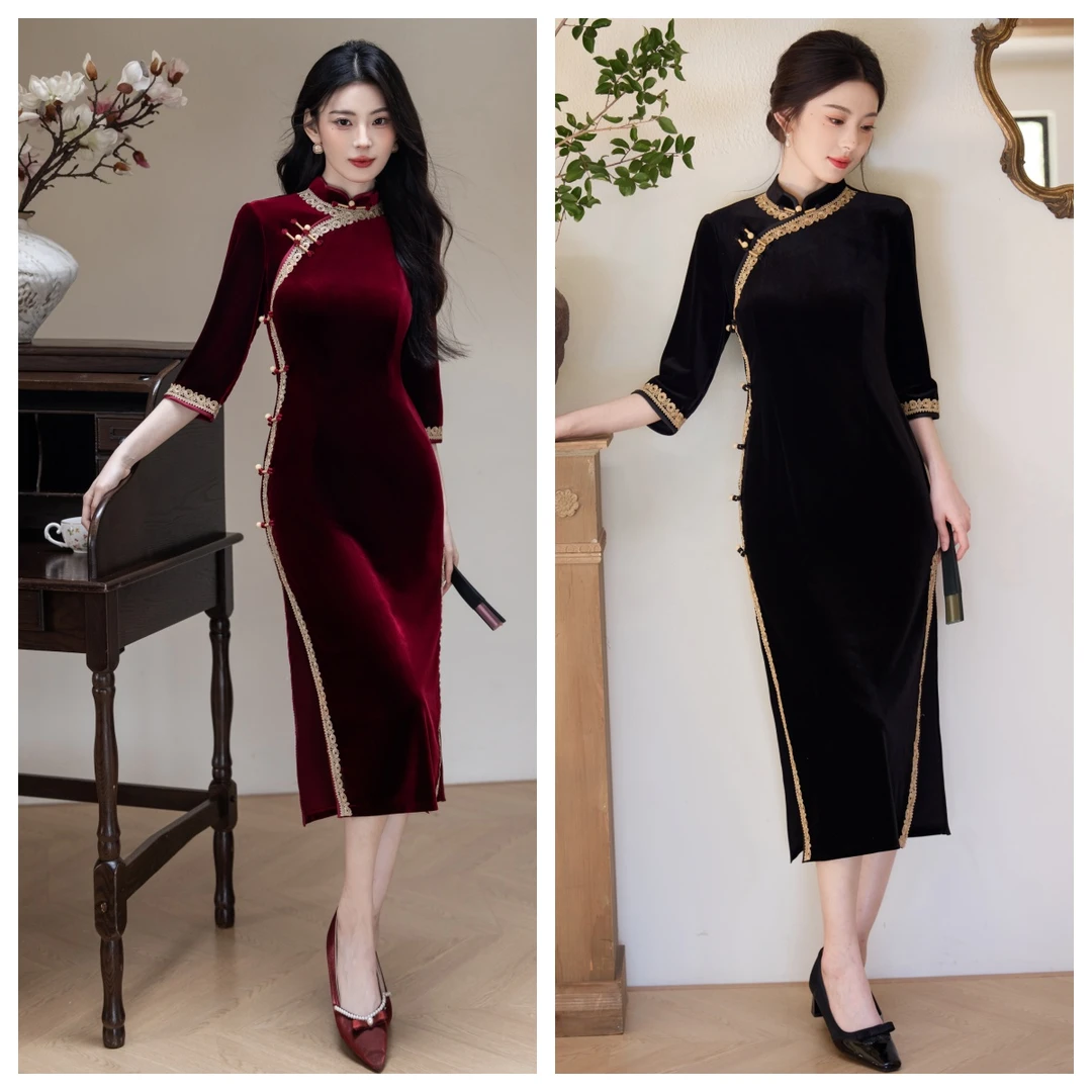 苏故里【华光】文艺气质修身高端日常旗袍奢华气质衣长120