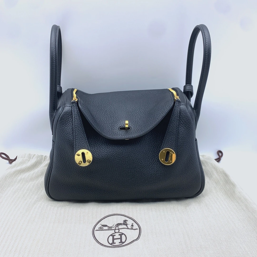 99新 Hermes/爱马仕 黑金lindy26 tc皮Z刻五金带膜