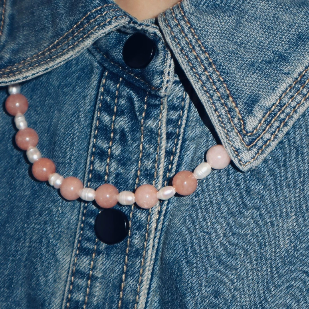 铜合金项链 【新中式串珠】仲夏晶梦粉色原创设计项链单圈百搭百搭