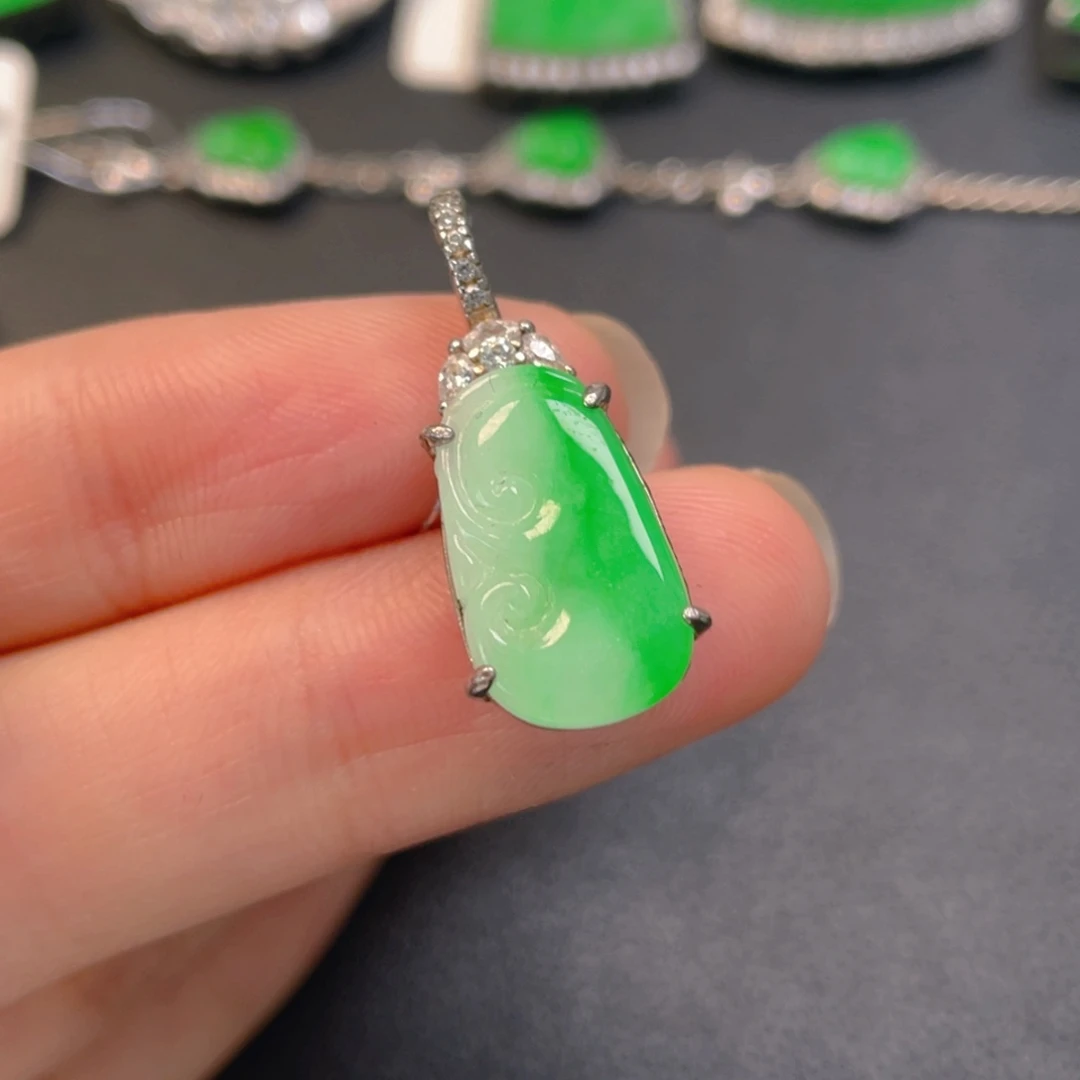 翡翠银S925镶嵌吊坠(不含链)