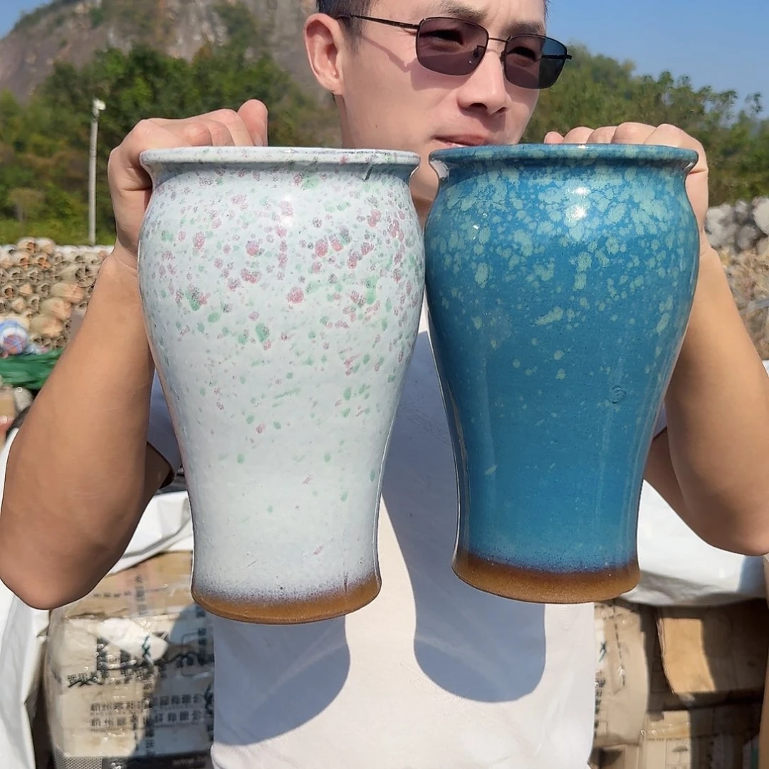 紫砂花盆口15高25（两个美人鱼武