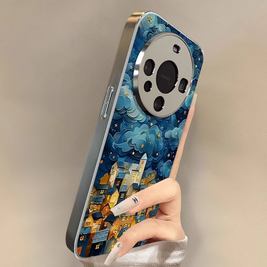 云朵小镇适用华为mate70pro新款手机壳小羊皮高级p80全包防摔m60