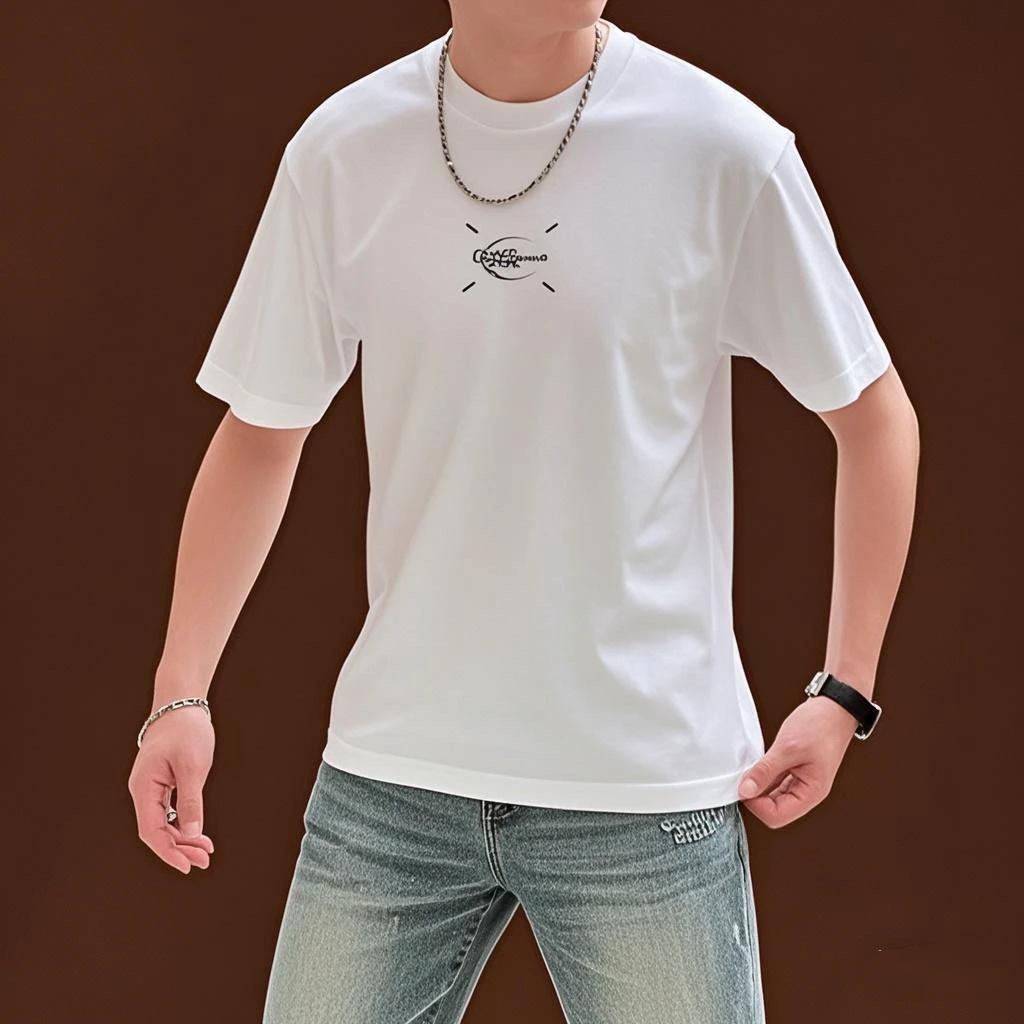 欧品男款夏季新款个性春夏潮流休闲百搭时尚圆领【微阔】短袖 3955