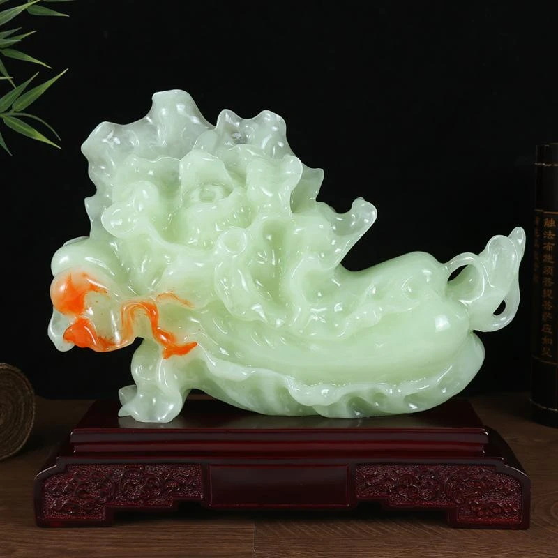 青白玉工艺白菜摆件乔迁开业礼物玄关酒柜装饰摆设老板办公桌摆件