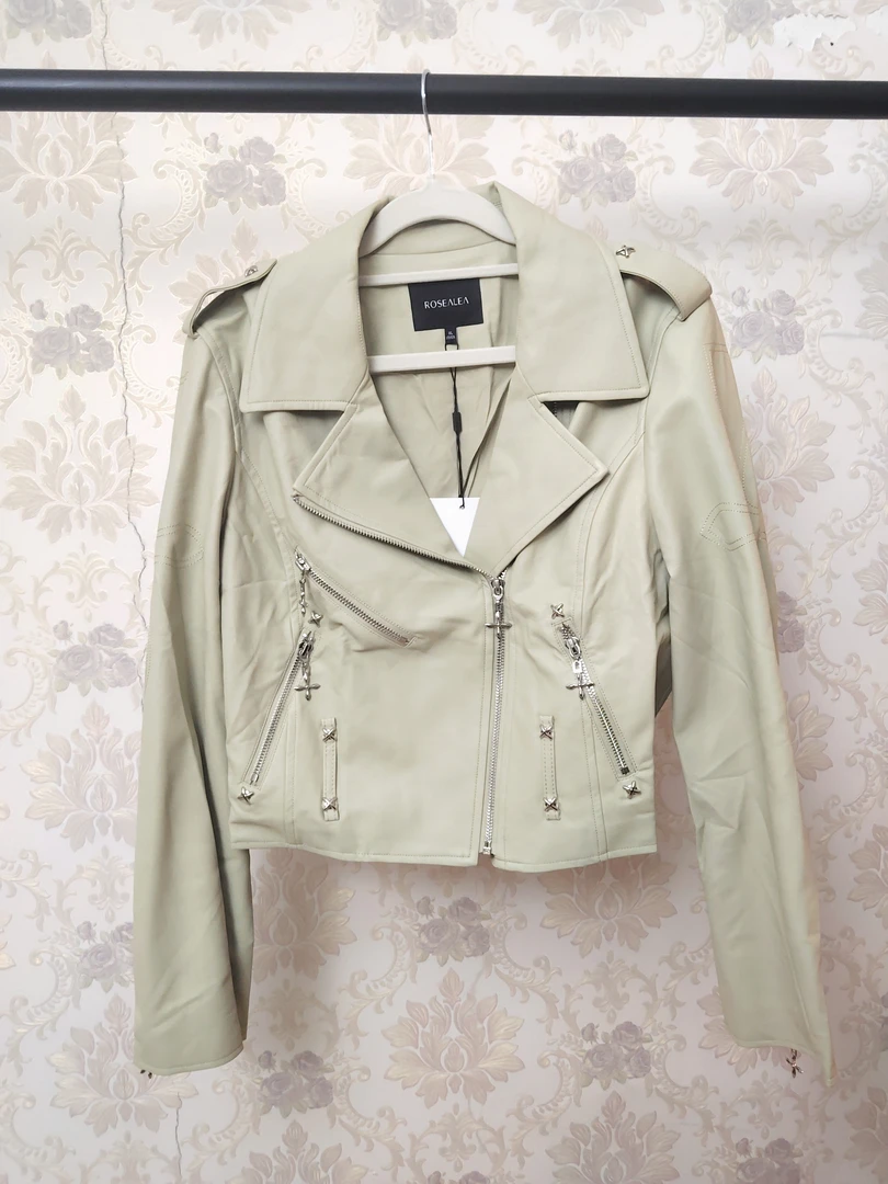 秋季气质女装修身宽松型酷飒机车皮衣