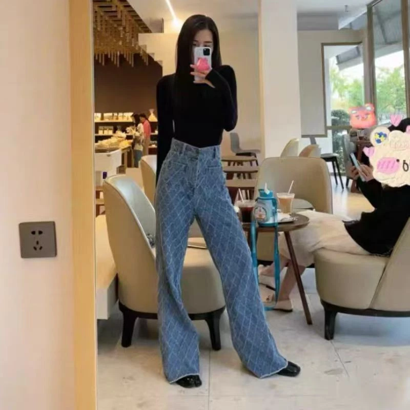 【断码清仓版】港味提花 牛仔裤女