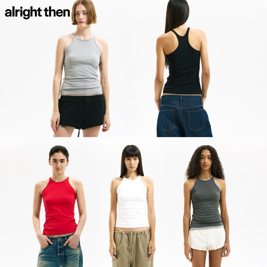 alright then多色棉质弹力紧身显瘦遮副乳工字吊带圆领无袖背心