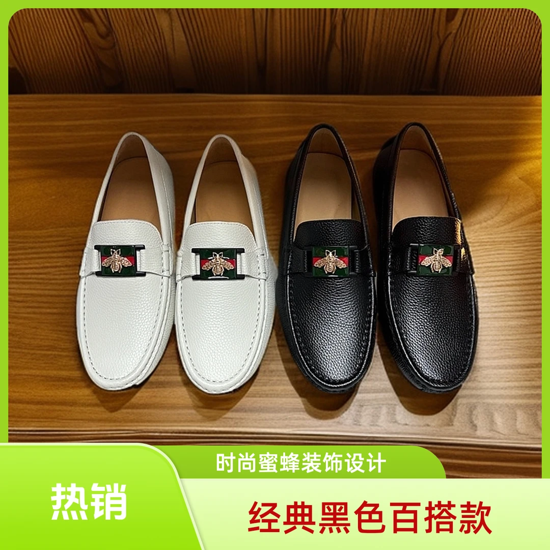 欧洲站高端男士真皮豆豆鞋商务休闲一脚蹬驾车鞋软底