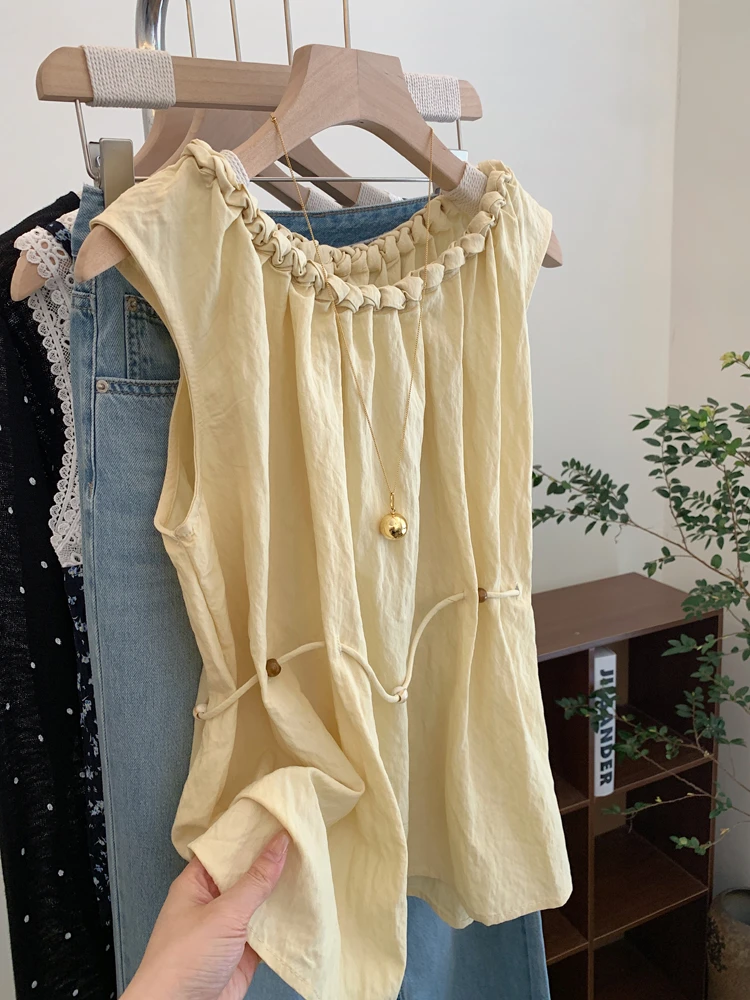 夏日绝美漂亮小吊带宽松背心女夏外穿黄色多巴胺无袖上衣2025新款