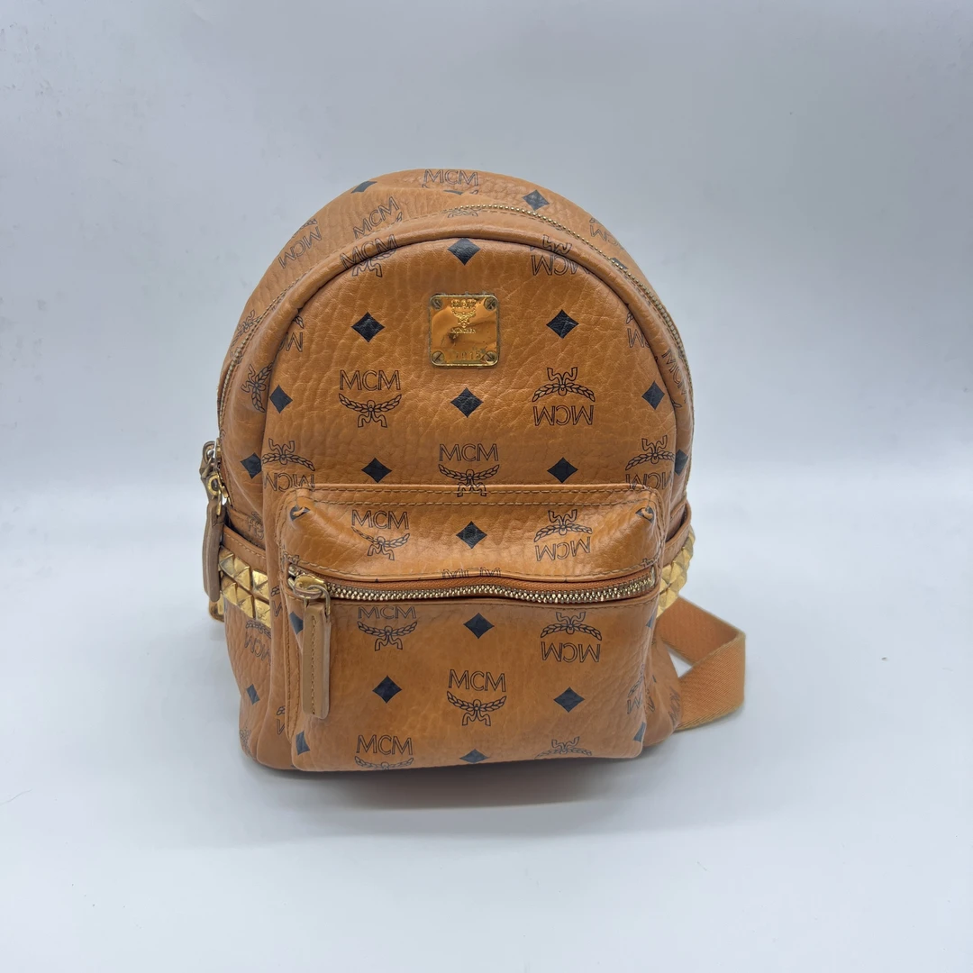95新 MCM 干邑色mini双肩包