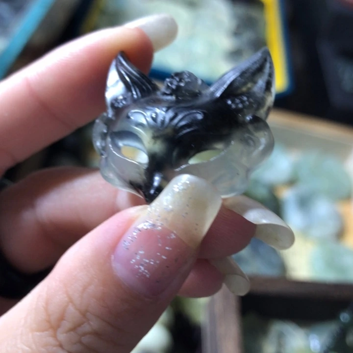 岫玉未镶嵌岫玉狐狸面具