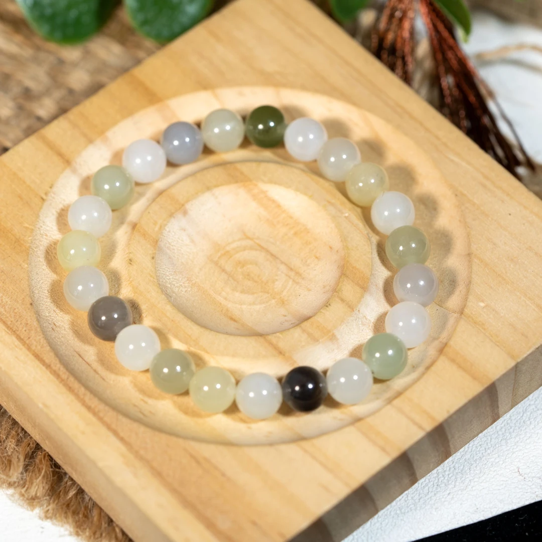 【巴基斯坦50528-LKCP3和田玉多宝手串8mm 多样性发货17g