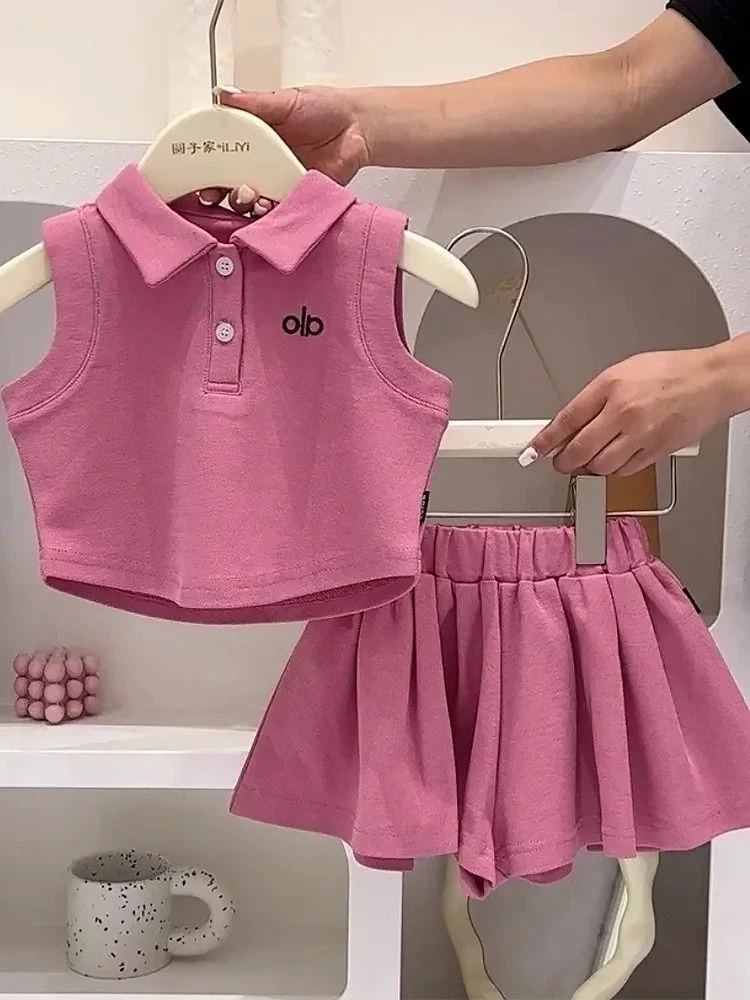 女童百搭短袖套装2025夏季新款女孩时髦短袖洋气两件套潮裙清爽