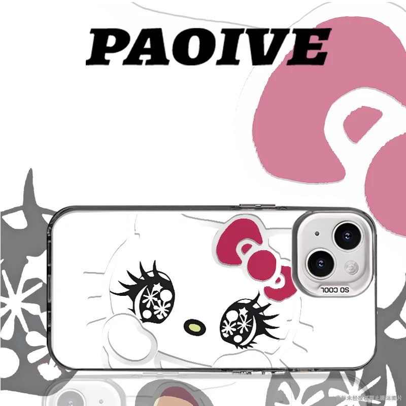 适用苹果华为vivo一加iPhone14小米三星HelloKitty防摔彩银手机壳