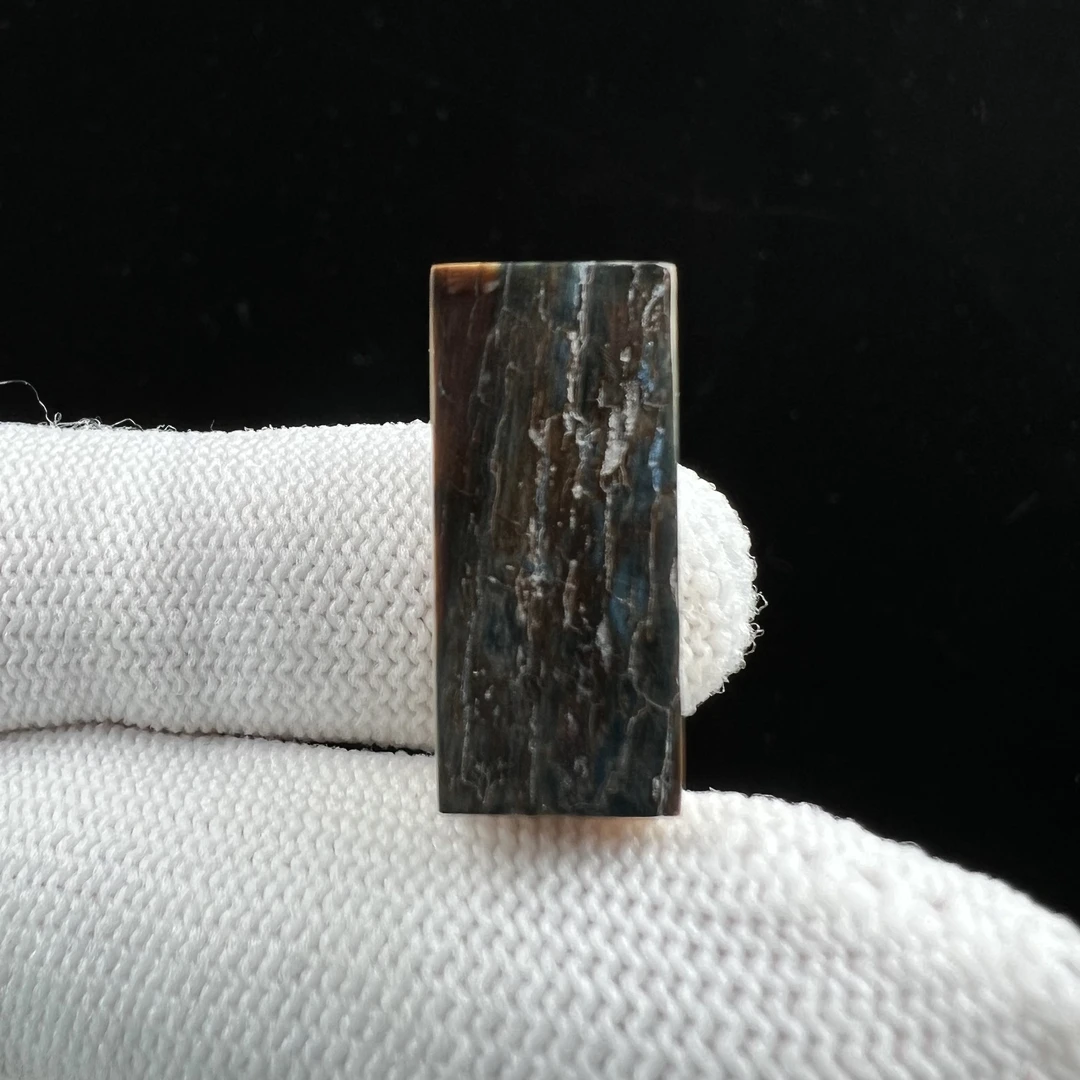 X6158天然猛犸牙蓝皮一字 三通配饰 10*22*10mm支持鉴定 假一罚四