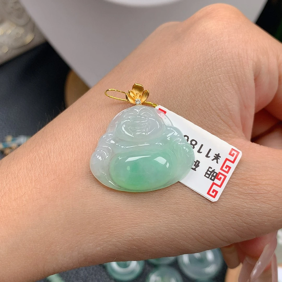 吊坠(不含链)18K金镶嵌翡翠