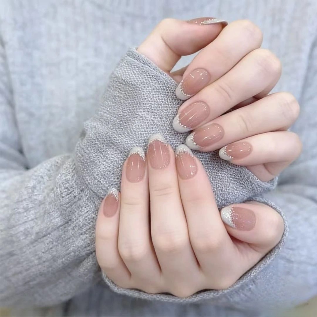 雾霾灰-实物超美纯手工穿戴甲新款甲片秋冬高级感美甲轻奢十片