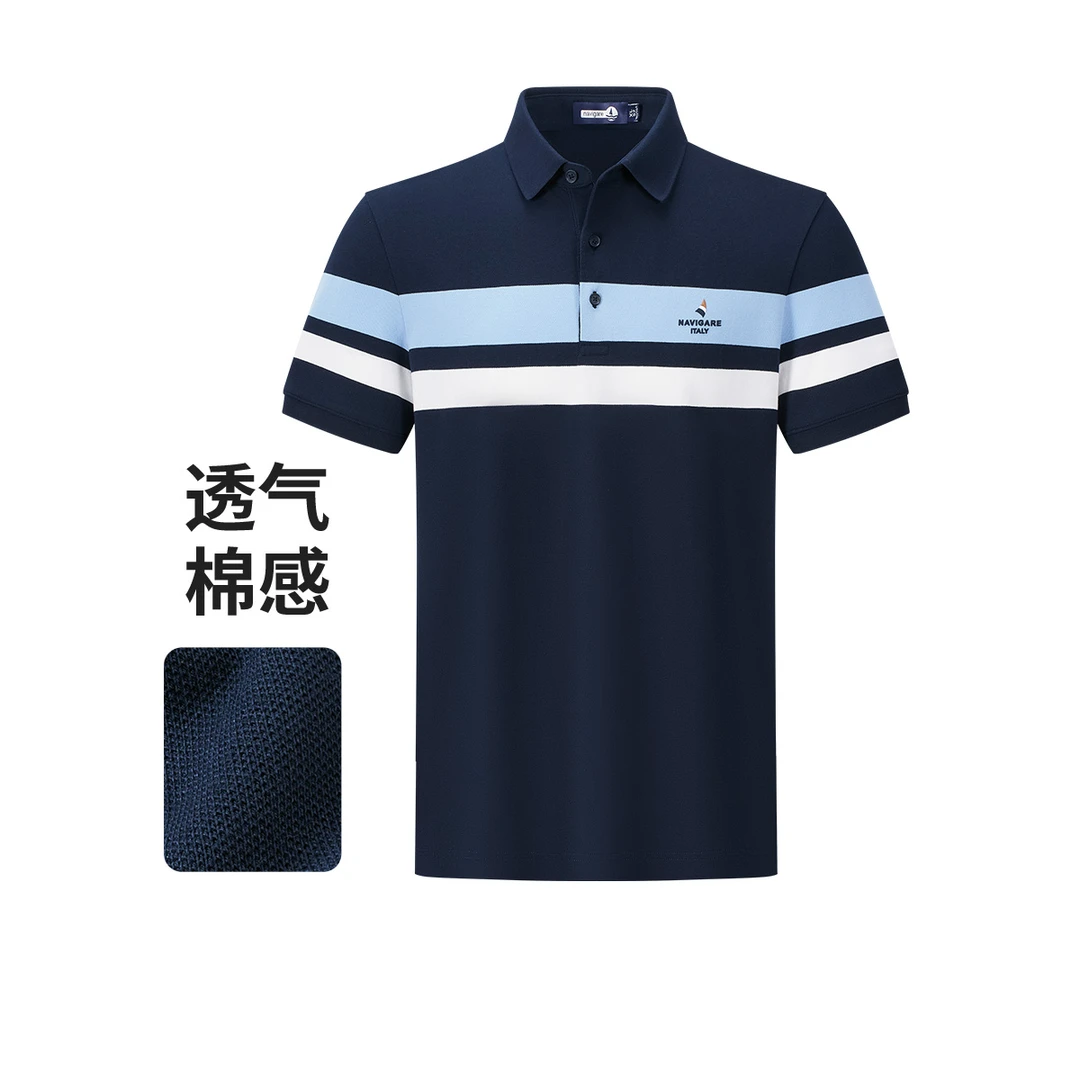 navigare意大利小帆船条纹短袖POLO衫男款清凉海魂T恤