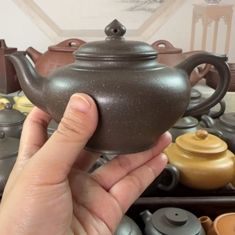 紫砂茶壶梨皮天青300cc