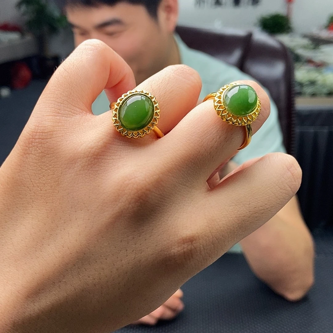 和田玉戒指未镶嵌颜色多样性发拍一发一