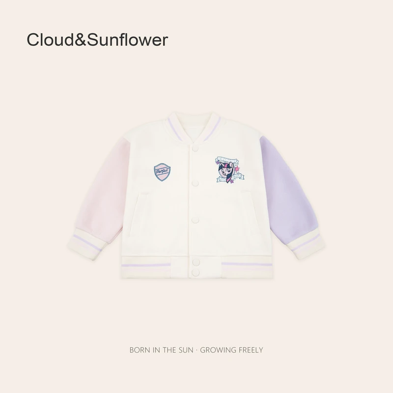 【云朵小葵】女童春季可爱小马刺绣插肩袖圆领五粒扣棒球服1113678