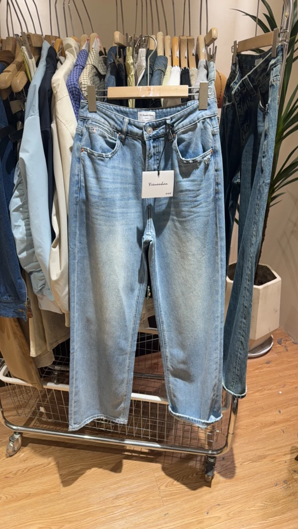 19955#  必入~ 弹力窄版直筒裤 牛仔裤女 长105