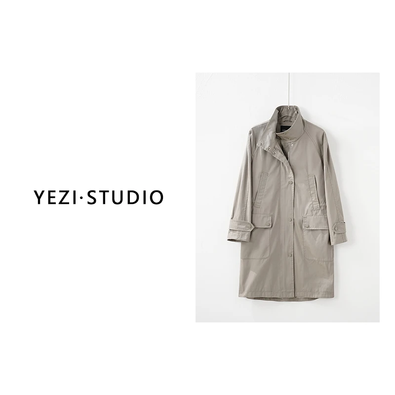 户外老钱--定制面料立领多口袋多功能中长款风衣25304001