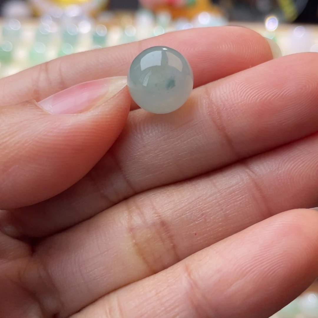 翡翠散珠浅冰蓝飘花圆珠10,6mm