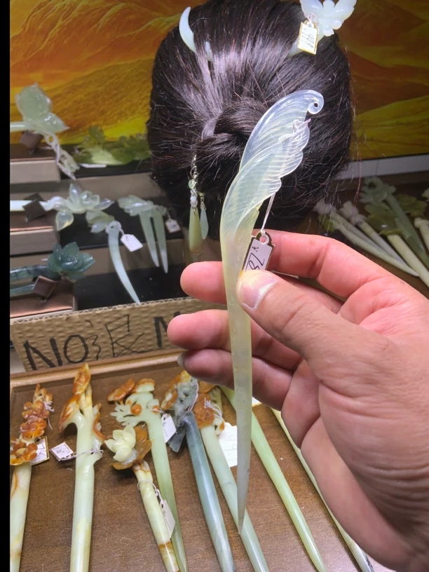 岫玉发簪、头饰、汉服发饰、简约玉簪、日常百搭、古风玉簪、精致发簪