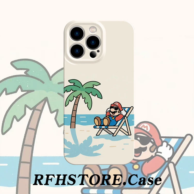 飞虎胜沙滩椰树马里奥适用iPhone17/16手机壳华为oppo小米vivo硬