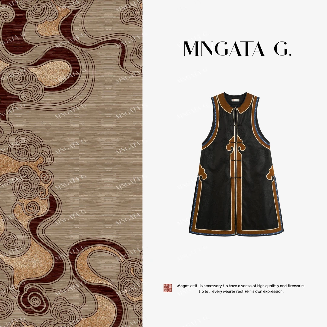 MNGATA G.宫小妍【太初有道】桑蚕丝秋冬新中式中国风马甲裙5050930