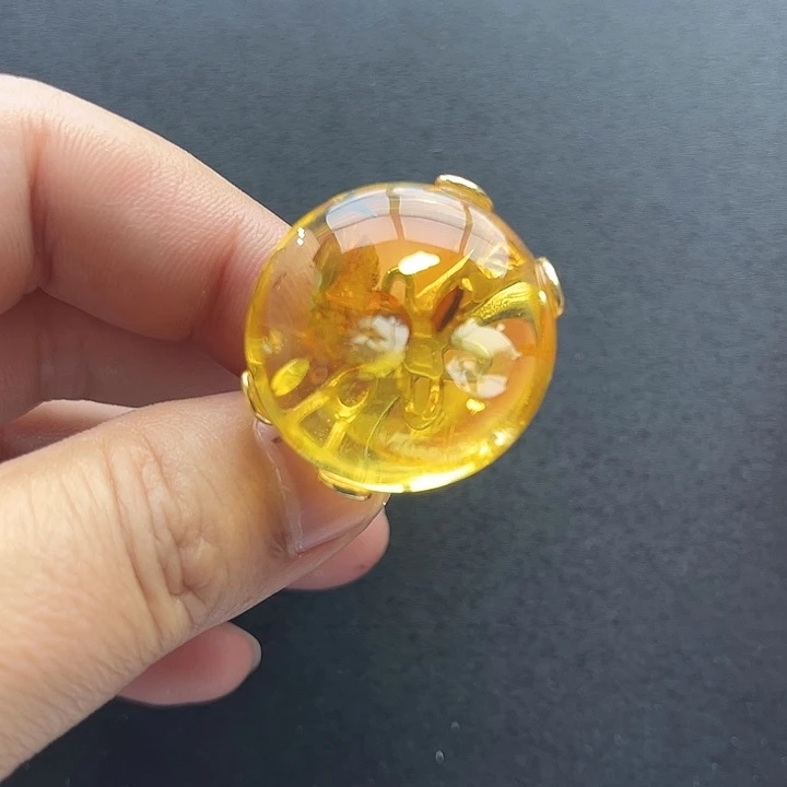 琥珀未镶嵌裸石戒指