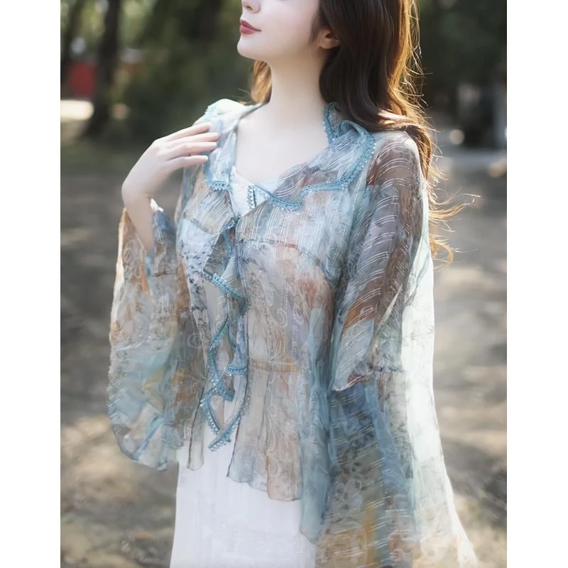 4-22【洛赛琳花园】欧若风淑媛时尚气质罩衫外套