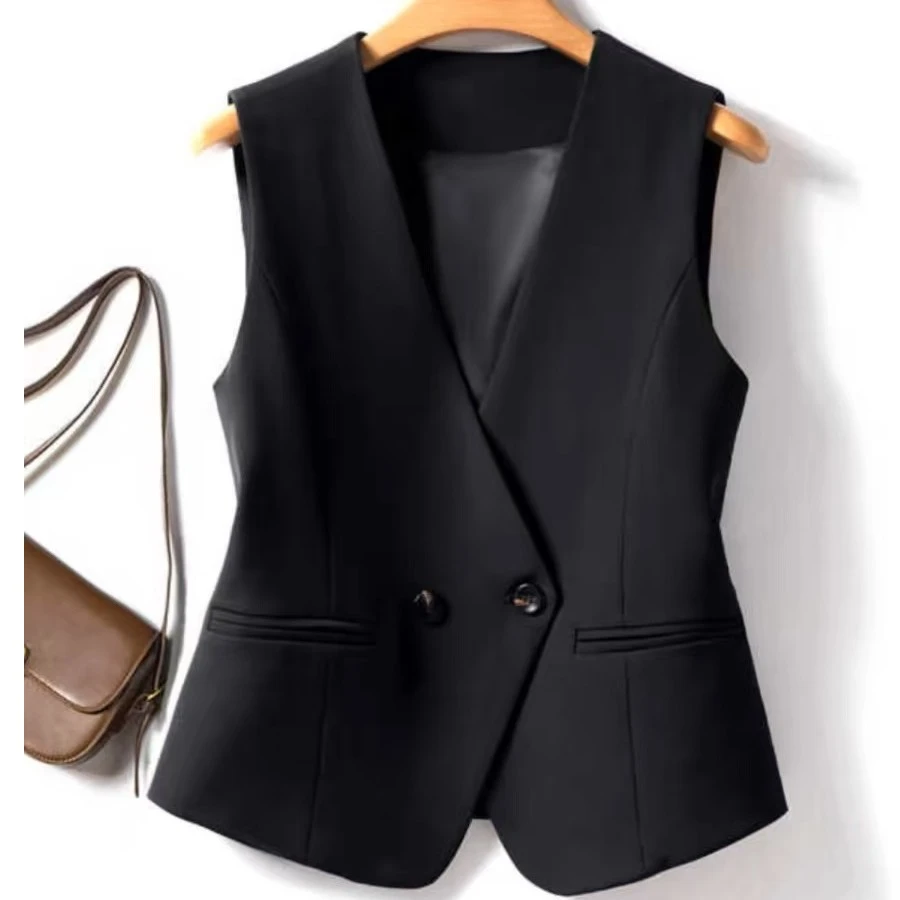 双排扣马甲短款马夹黑色坎肩西装马甲时尚春秋季上衣修身气质女装