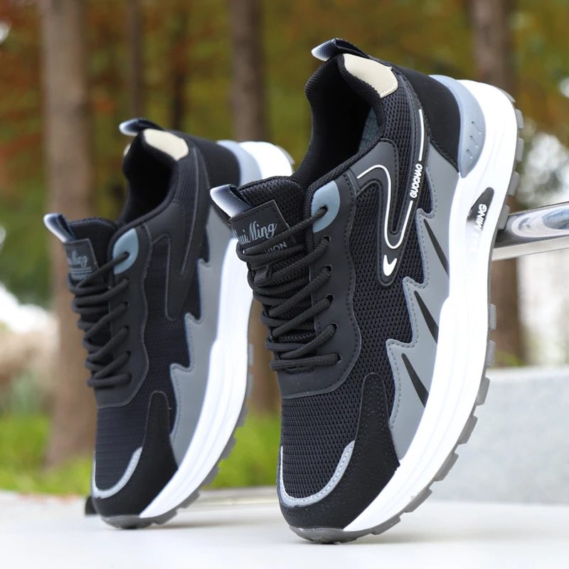 鞋子男春季新款网面透气运动鞋潮流百搭休闲老爹鞋软底防滑跑步鞋