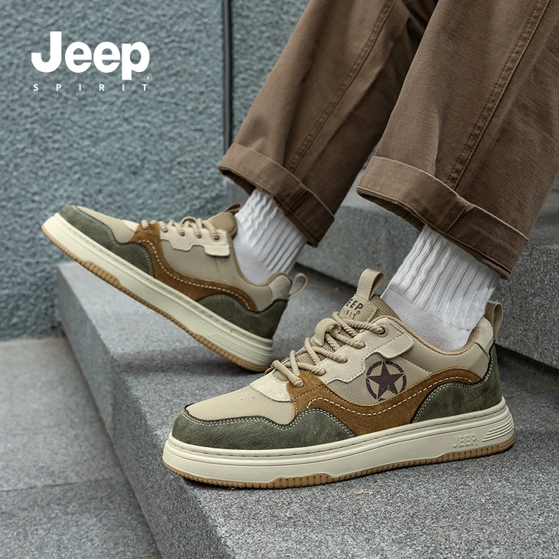 JEEPSPIRIT吉普男鞋春秋新款板鞋时尚男士百搭运动鞋子休闲低帮鞋