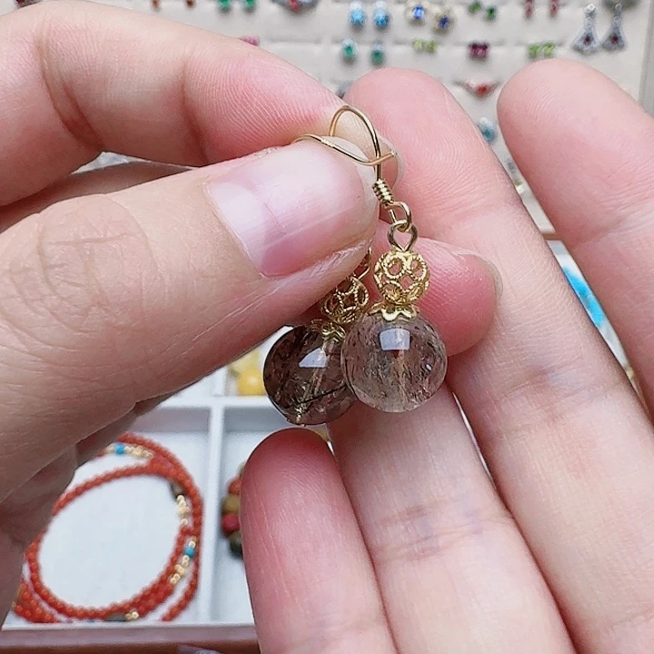 水晶手链银S925镶嵌耳钉